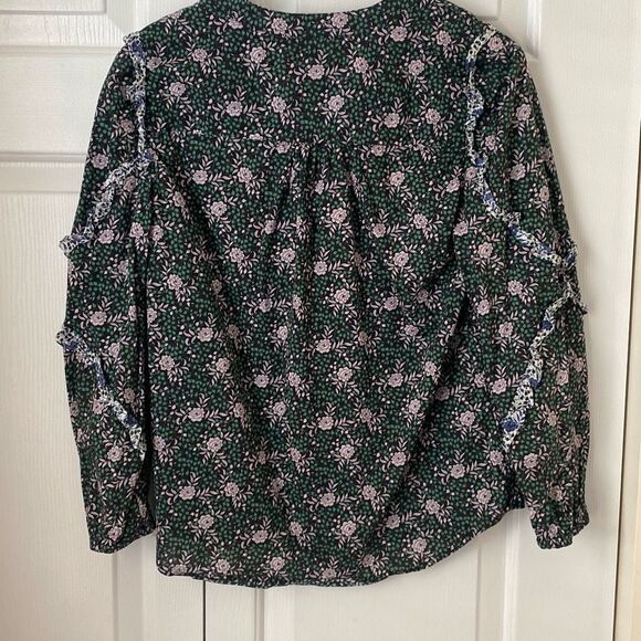 J.‎ Crew Ruffle sleeve blouse in mixed Franklyn floral XXS Green Liberty Print - Picture 5 of 7